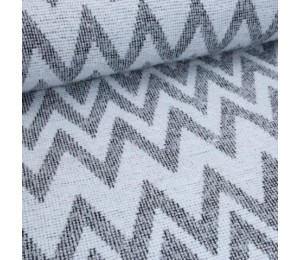 Strick- Grau Zacken Puschelstrick Flausch